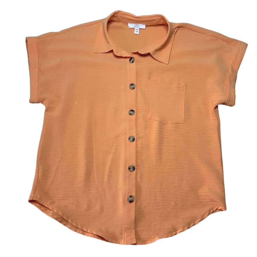 COMO Vintage Airflow Button Up Shirt Apricot Peach S NWT Breezy